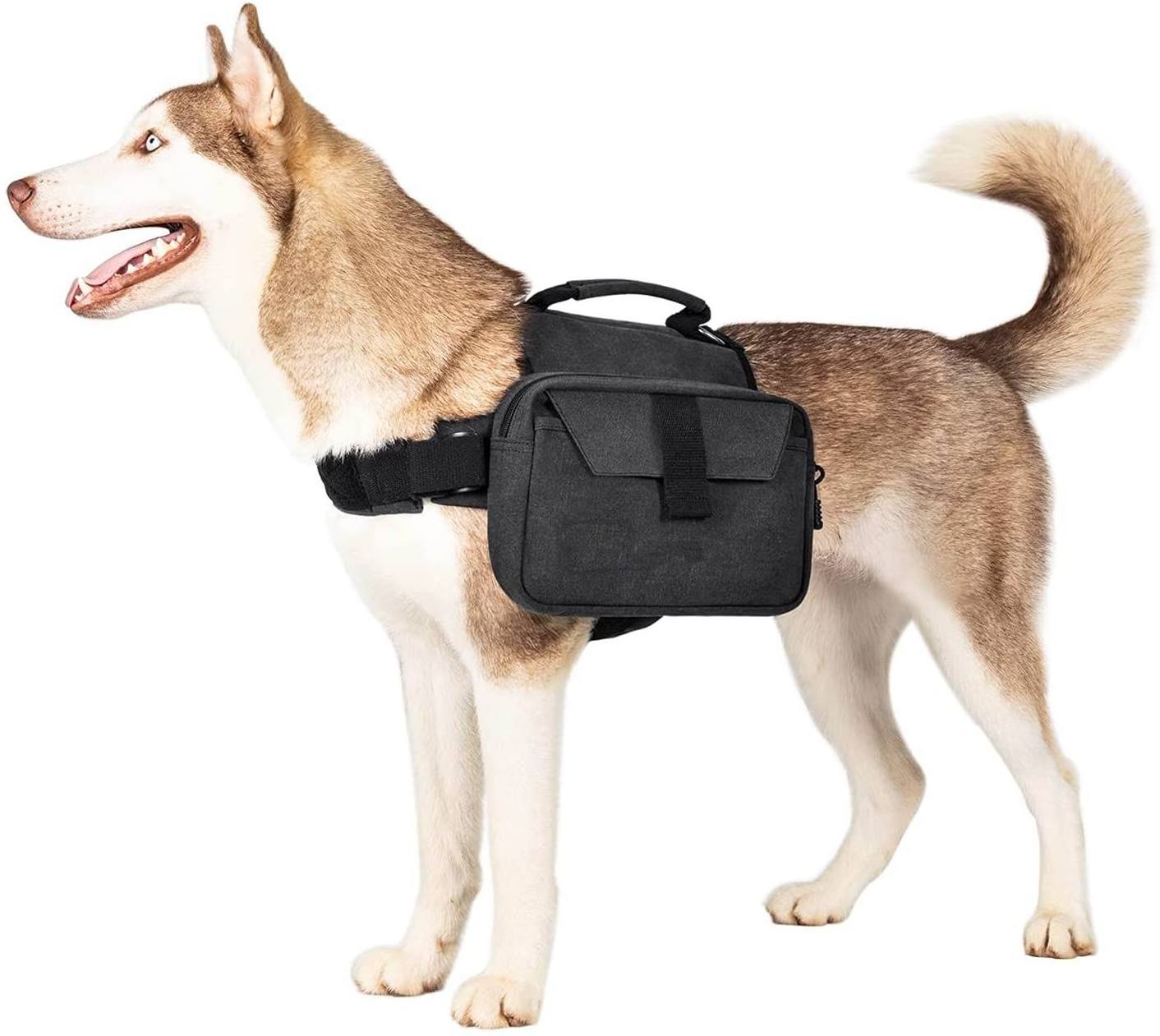 Dog Backpack saddle bag for Hiking Nylon Dog Harness Backpack with Side Pockets for Large Dog