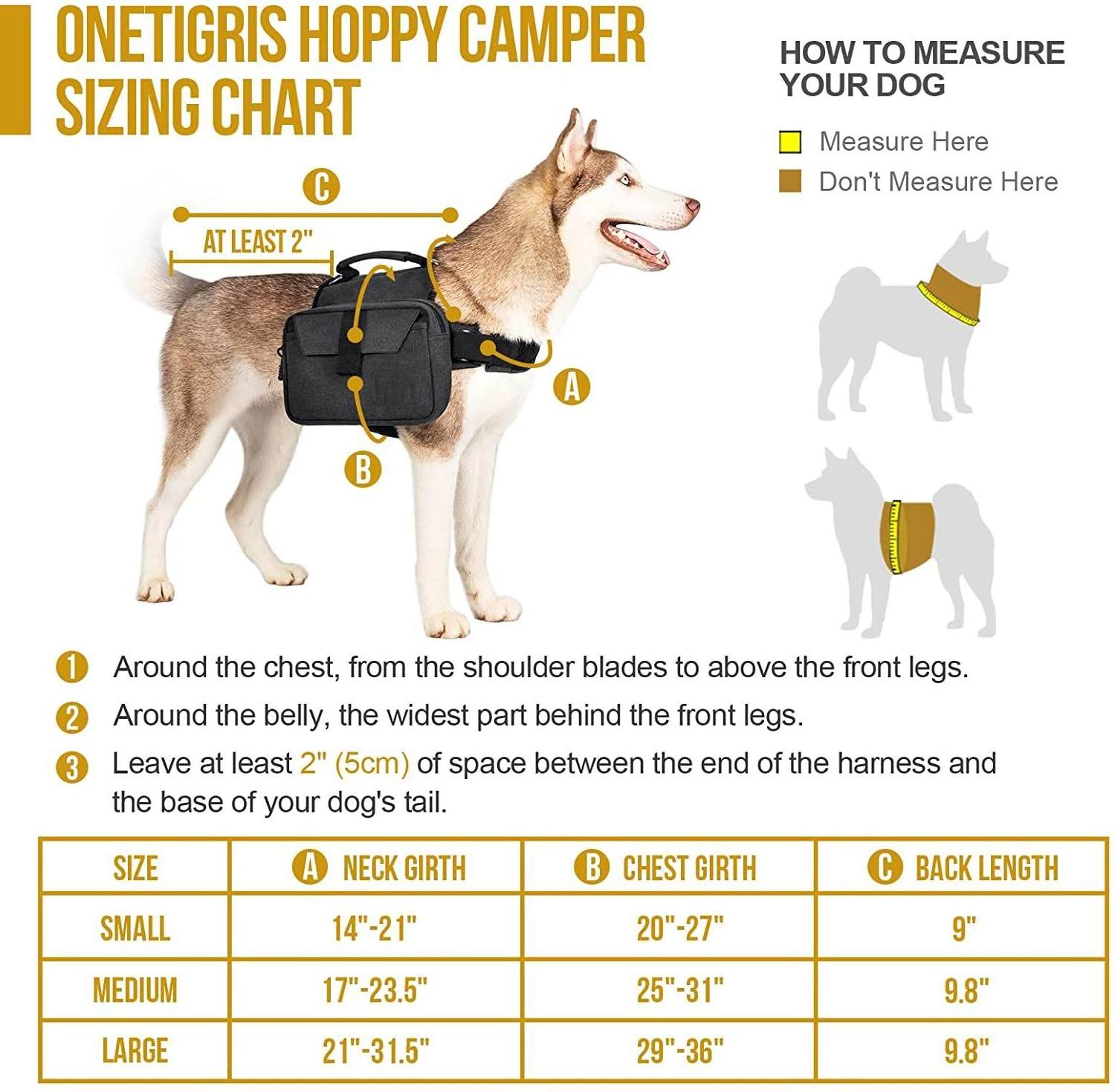 Dog Backpack saddle bag for Hiking Nylon Dog Harness Backpack with Side Pockets for Large Dog