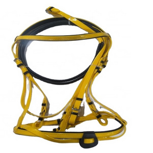 Horse Bridle Yellow Headstall Wholesale Price High Quality Waterproof Racing PVC Coated Nylon Horse Head collar Matching Reins