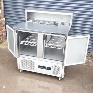 Full body Stainless Steel Pizza & Salad Prep Freezer Chiller Fridge Station With Pans