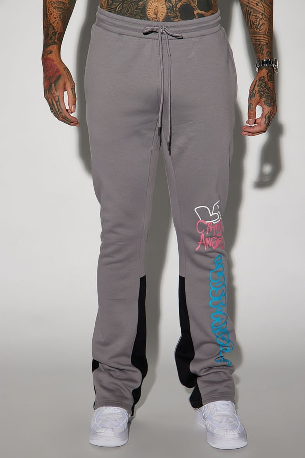 Custom OEM Flare Sweat Pants 450 GSM Men Fleece Cotton Track Pants Winter Casual Streetwear Baggy Stacked Sweat Pant