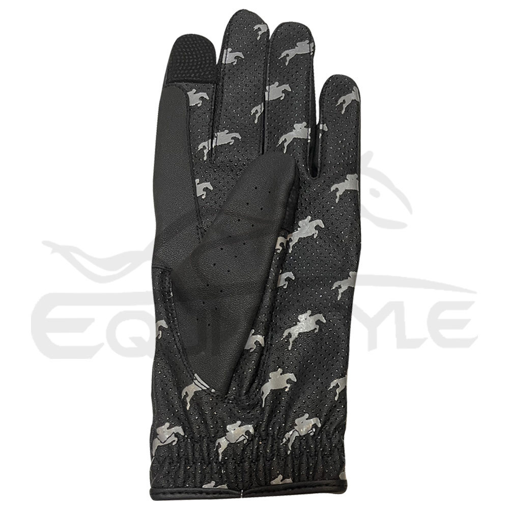 Black Equestrian Riding Gloves Durable Comfortable Leather Anti Split Horse Riding Gloves For Men Custom Design Show Gloves