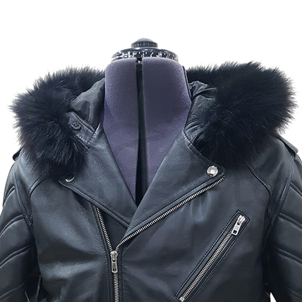 Moto Leather Jacket With Fur Hood High Quality Black Genuine Lambskin Jacket Adult Mens Fashion Plus Size Leather Jackets