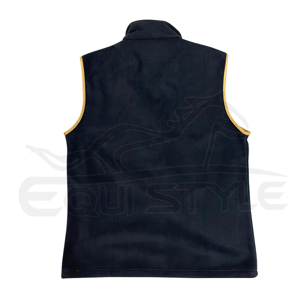 Blue Polar Fleece Vest for Men and Women Double Raise 330 Gsm Two Side Pockets Yellow Piping Trim Sleeveless Outdoor Travel Vest