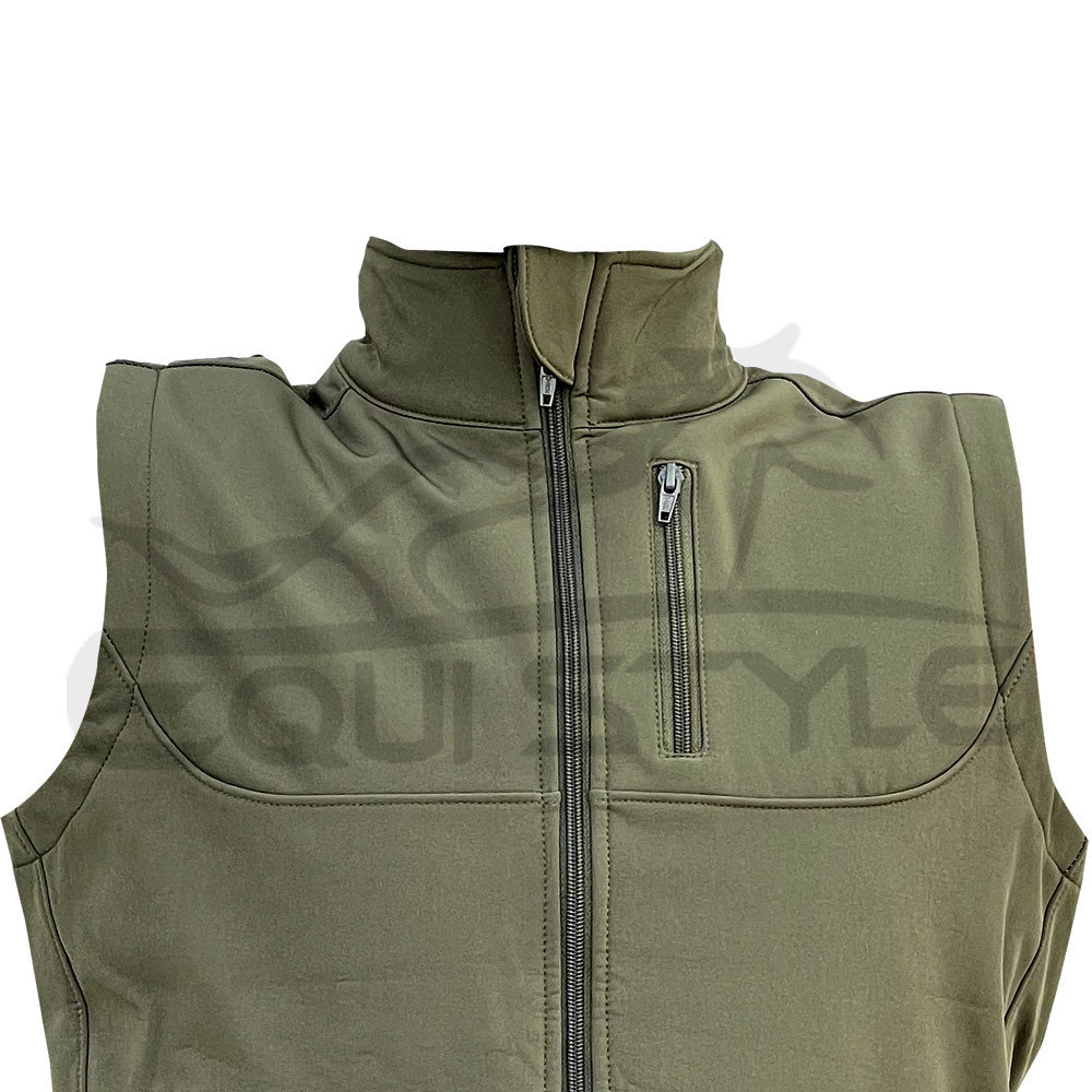 Mens Sleeveless Hunting Fleece Vest Full Zip Warm & Soft Comfortable Lightweight Olive Green Hunting Vest Body Warmer Outdoors