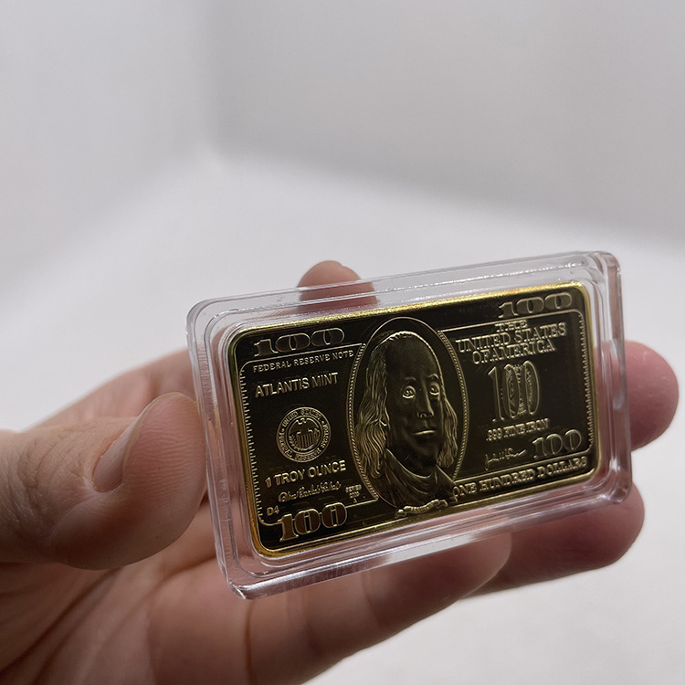 Wholesale crafts quality fine 24k gold silver bullion bars with thick gold plated