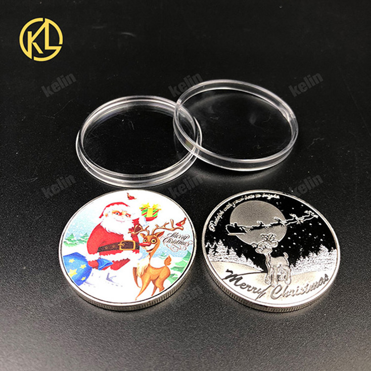 Christmas Creative Gift Commemorative Coin Customized Santa Wishing Souvenir Metal Sliver Coin