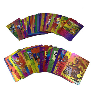 55pcs Anime Game Playing Cards Rainbow Colored Plastic Gold Foil Plated Cards For Kids Gift