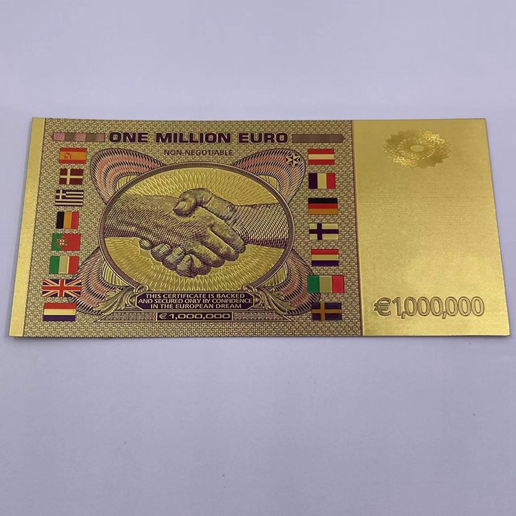 European Prop Money 1 Million Euro 24k Gold Plated Foil Country Banknote In Stock