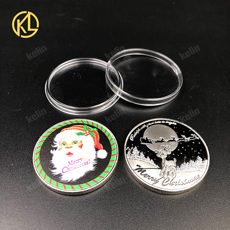 Christmas Creative Gift Commemorative Coin Customized Santa Wishing Souvenir Metal Sliver Coin