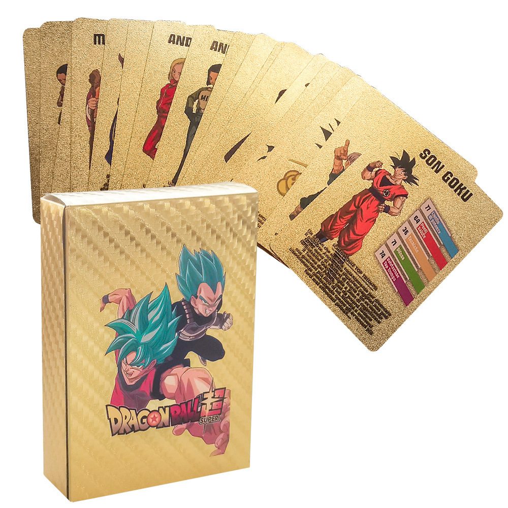 Low Moq Japanese Anime Dragon Ball Rare Card Deck Gold Poker Flash Card In Stock