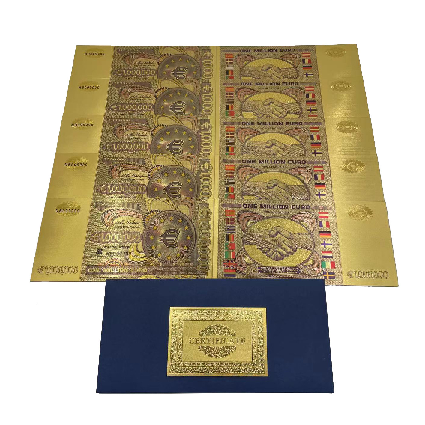 European Prop Money 1 Million Euro 24k Gold Plated Foil Country Banknote In Stock