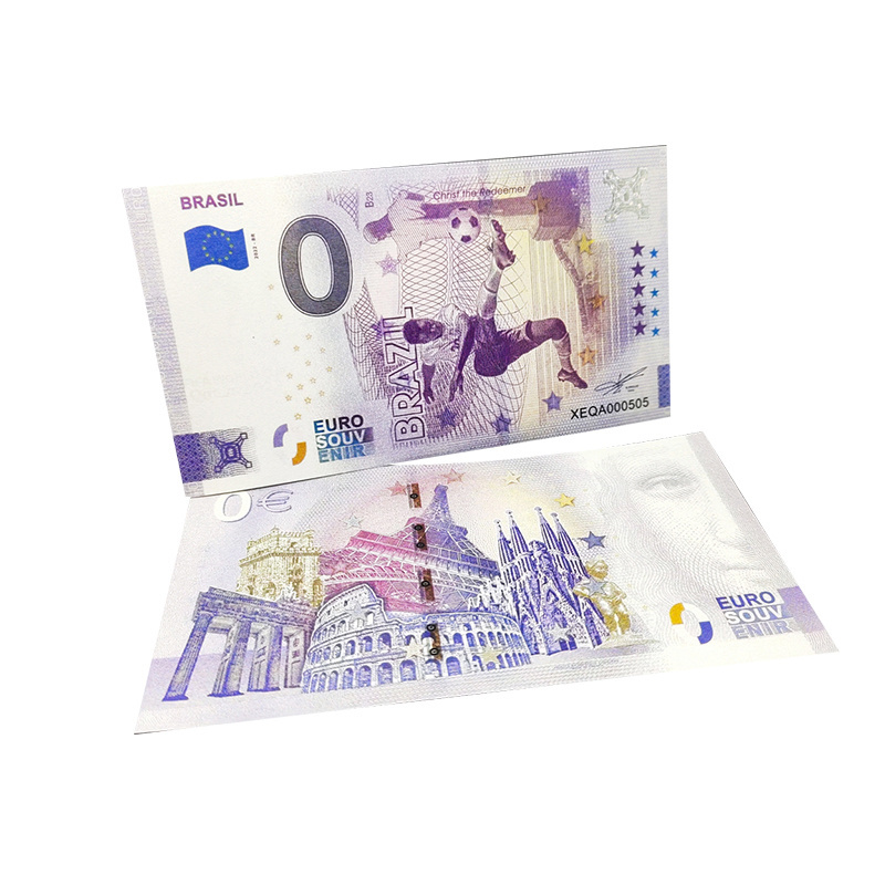 2022 Football World-Cupp Banknotes 0 EURO Paper Money Qatar Brazil Spain England Germany France Argentina Note Souvenir cards