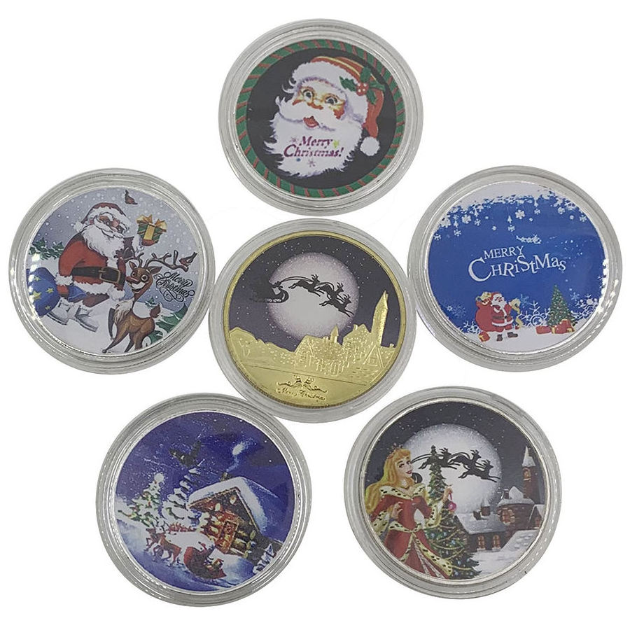 Christmas Creative Gift Commemorative Coin Customized Santa Wishing Souvenir Metal Sliver Coin