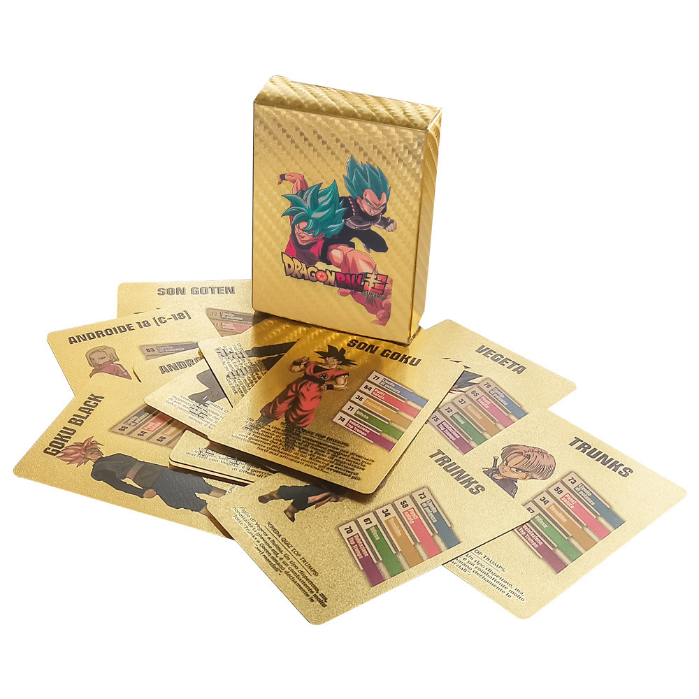 Low Moq Japanese Anime Dragon Ball Rare Card Deck Gold Poker Flash Card In Stock