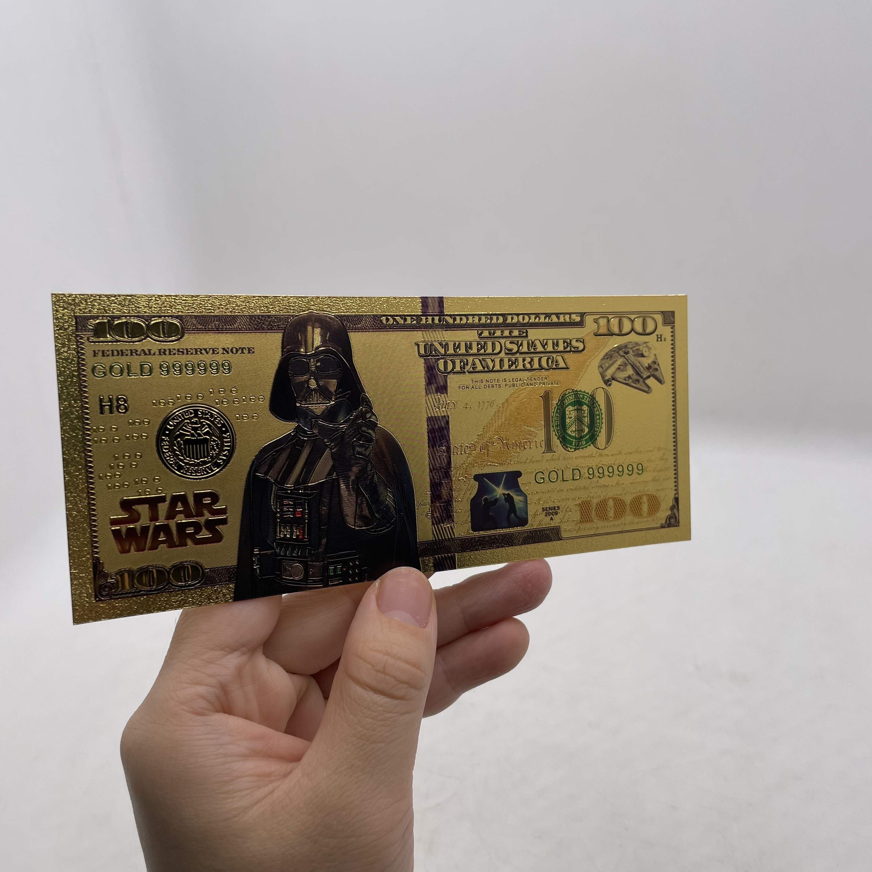 16 designs Anime Star-wars gold banknote US 100 Dollar note Action movie super hero souvenir golden cards for nice kids gift