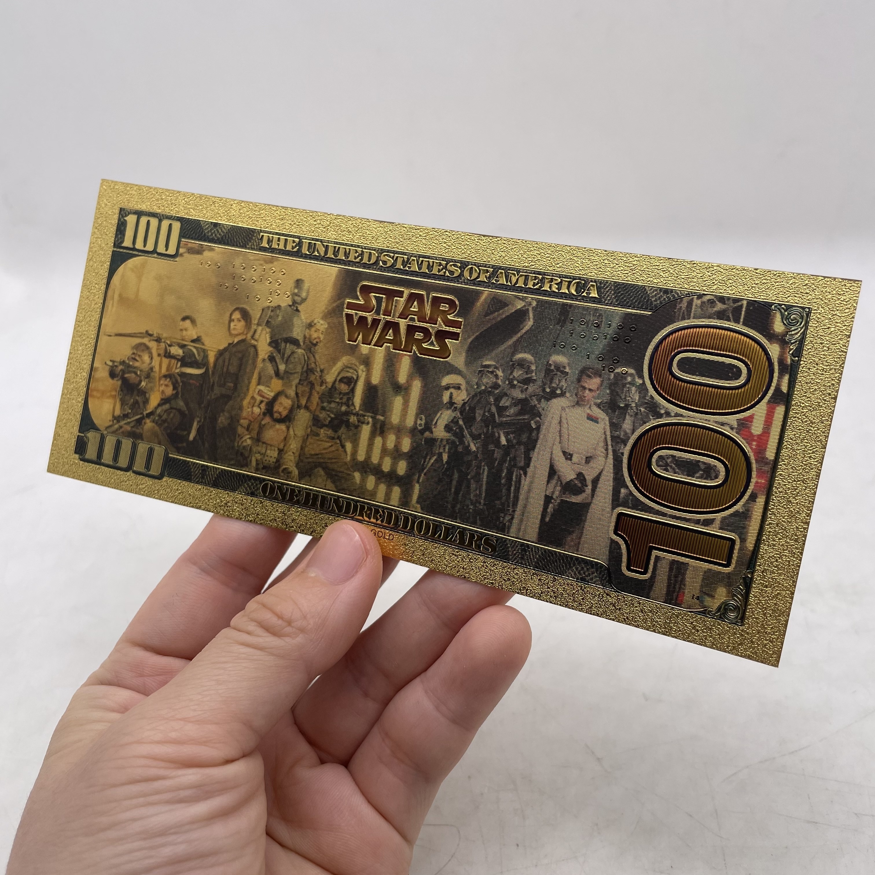 Wholesale gold anime card US 100 dollar banknote famous movie Star-wars gold plastic pop money for birthday gift