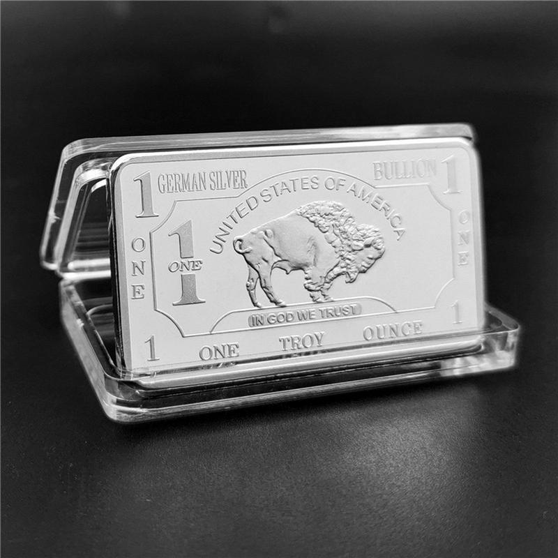 Buffalo Commemorative Silver Bar 1 Troy Ounce German Buffalo Silver Bullion Embossed Coin Collection Memorial Coin Home Decor