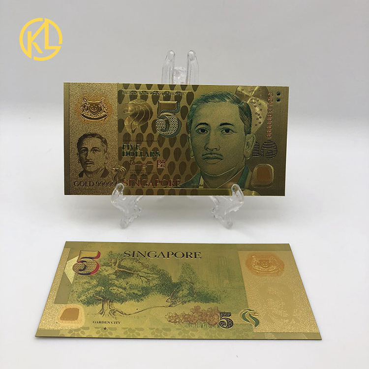 Fast Delivery Singapore 1000 Sgd 24k Gold Plated Bank Note For Collection