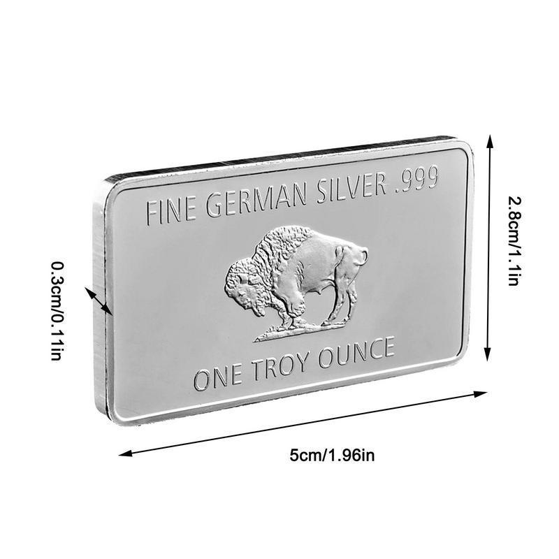 Buffalo Commemorative Silver Bar 1 Troy Ounce German Buffalo Silver Bullion Embossed Coin Collection Memorial Coin Home Decor