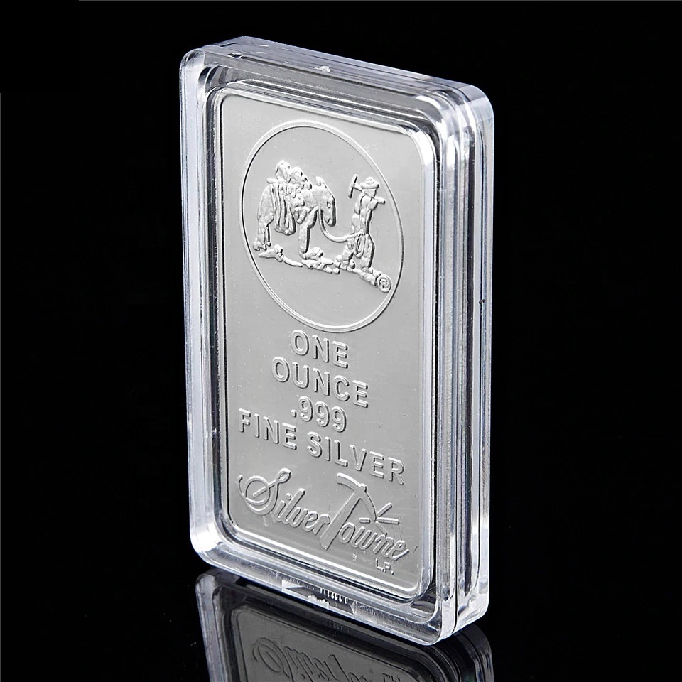 Personalized Embossed Silver Plating Bar One Troy Ounce 1 OZ 999 Silver Bullion Square Commemorative coin for business gift