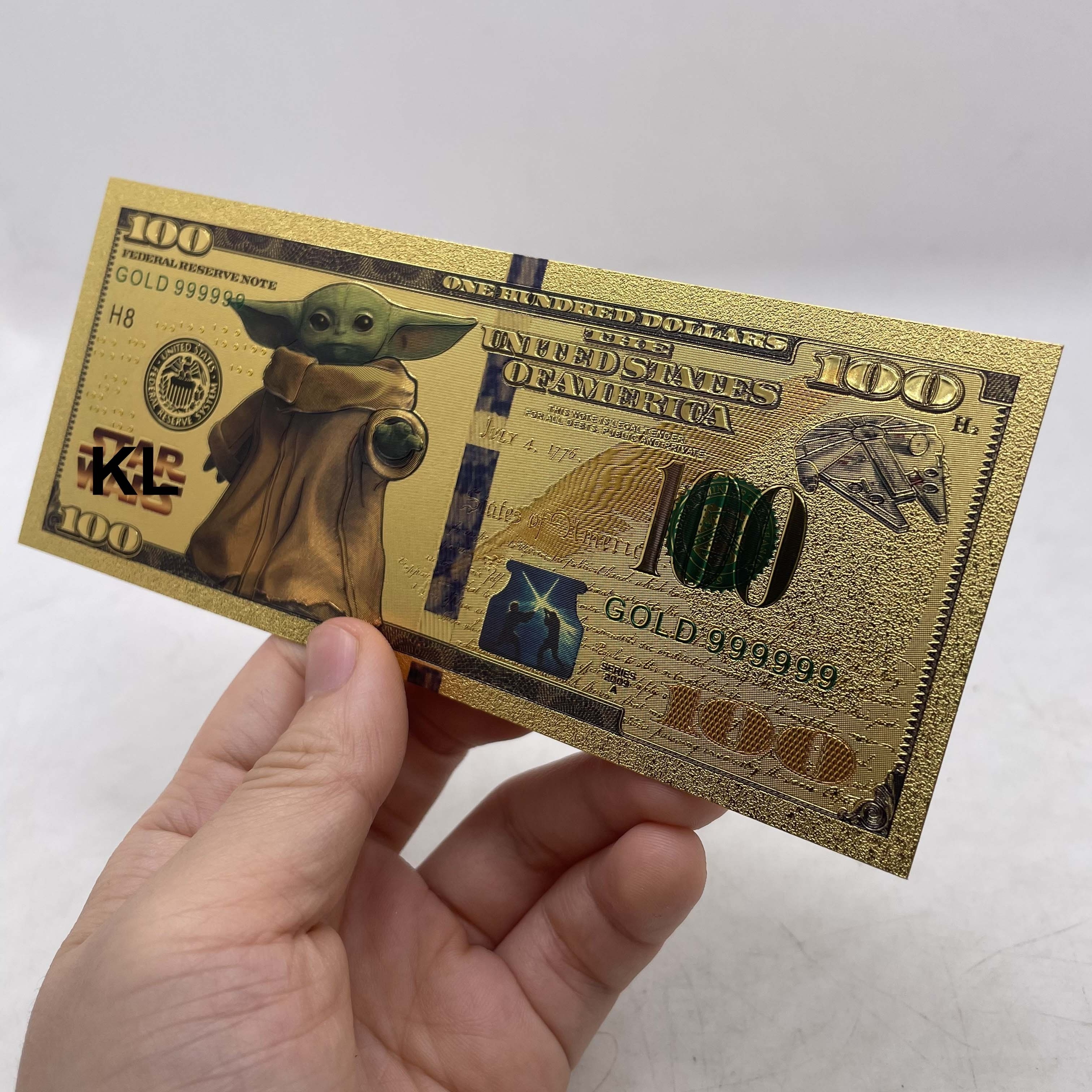 Wholesale gold anime card US 100 dollar banknote famous movie Star-wars gold plastic pop money for birthday gift