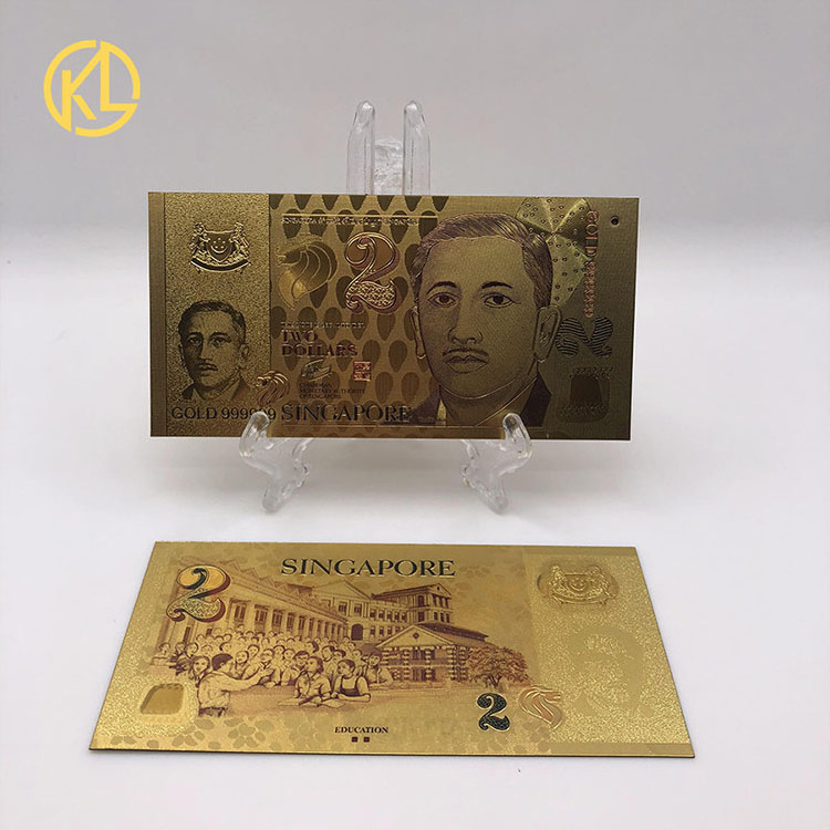 Fast Delivery Singapore 1000 Sgd 24k Gold Plated Bank Note For Collection