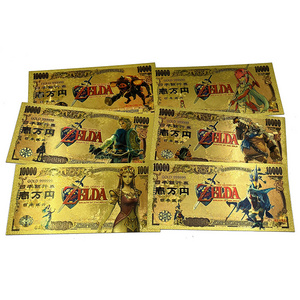 Free Shipping Custom Japan Anime Game Zelda Plastic Card Money Bank Note 24k Gold Foil Plated Banknote