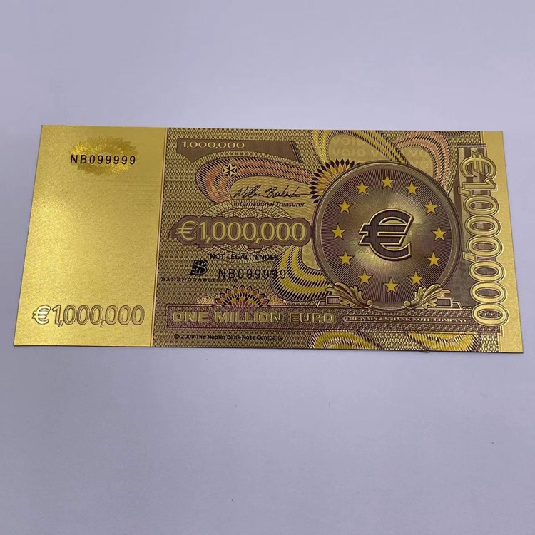 European Prop Money 1 Million Euro 24k Gold Plated Foil Country Banknote In Stock