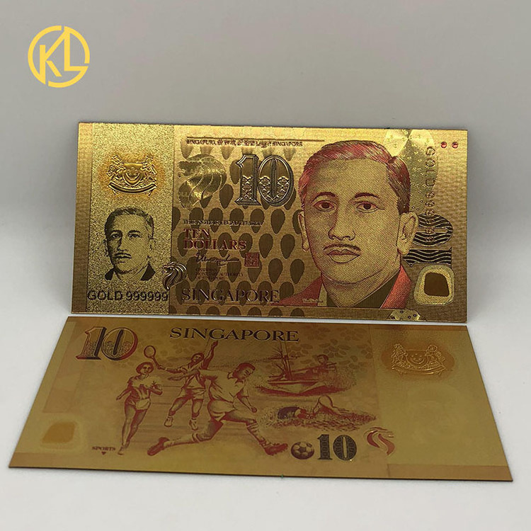 Fast Delivery Singapore 1000 Sgd 24k Gold Plated Bank Note For Collection