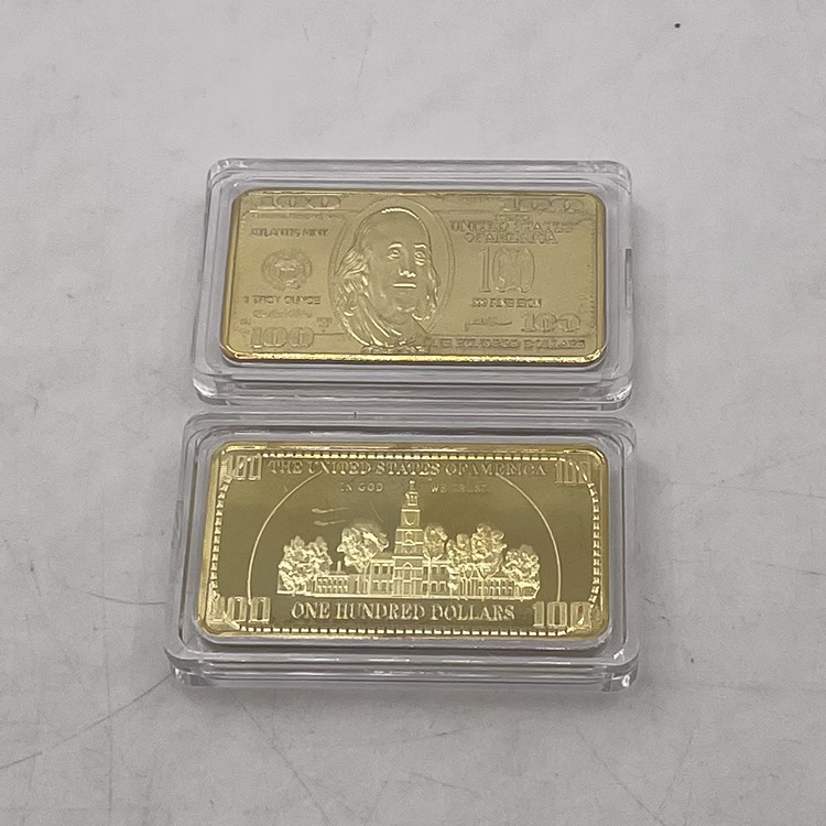 Wholesale crafts quality fine 24k gold silver bullion bars with thick gold plated