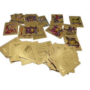 Full Color 55pcs English Pokemoned Trading Battle Game Anime Plastic Gold Foil Plated Cards For Children