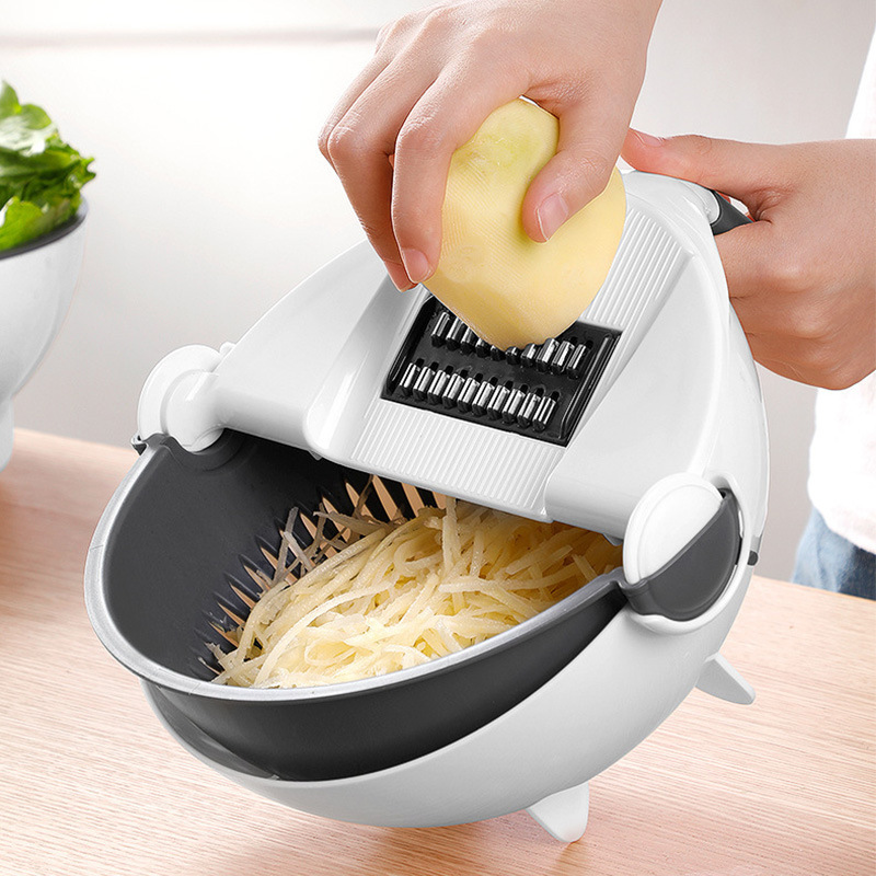 Multifunction Magic Rotate Vegetable Cutter with Drain Basket Large Capacity Vegetables Chopper Veggie Shredder Grater