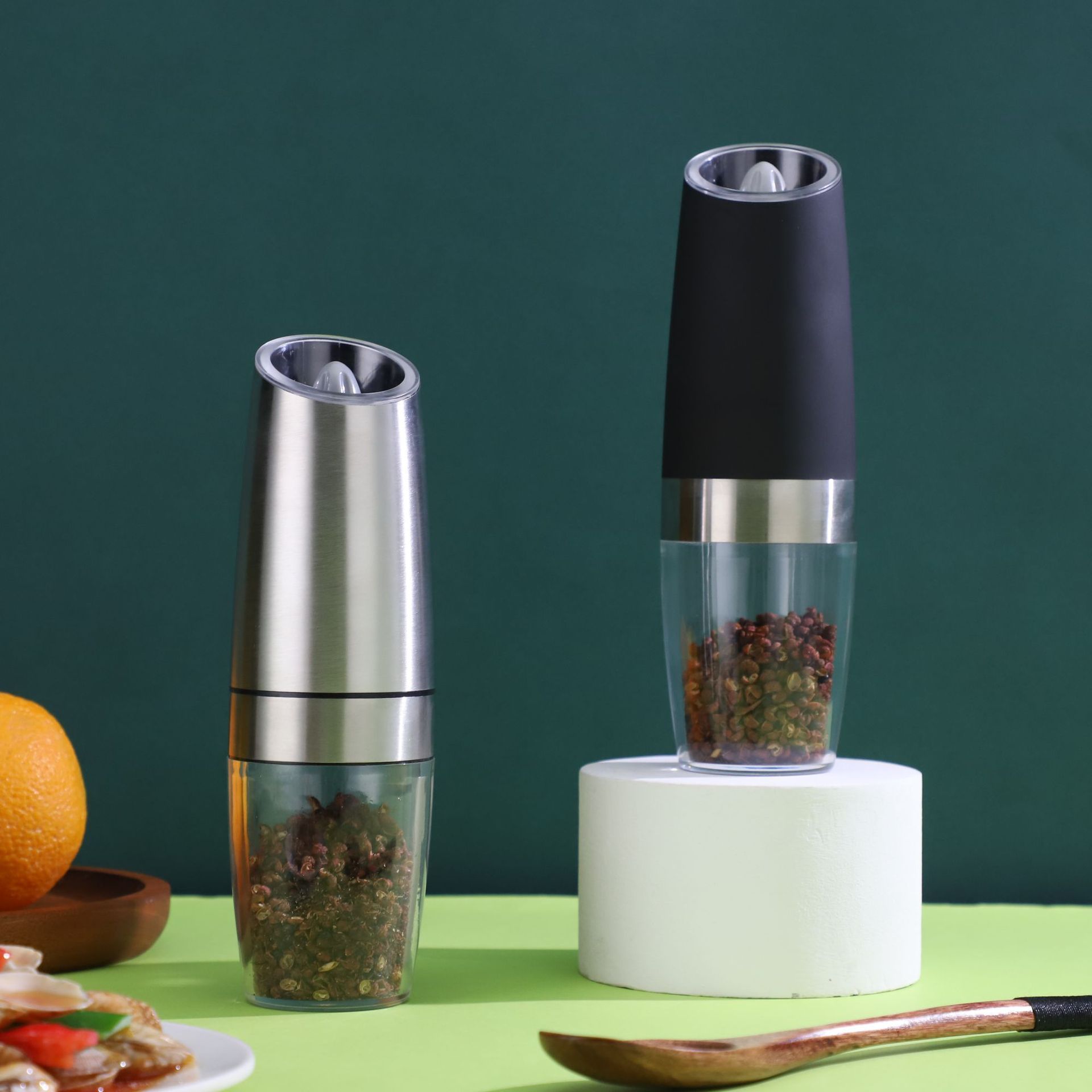 Stainless Steel Salt Adjustable Pepper Mill and Salt Mill,Pepper Grinder Electric gravity sensing pepper grinder