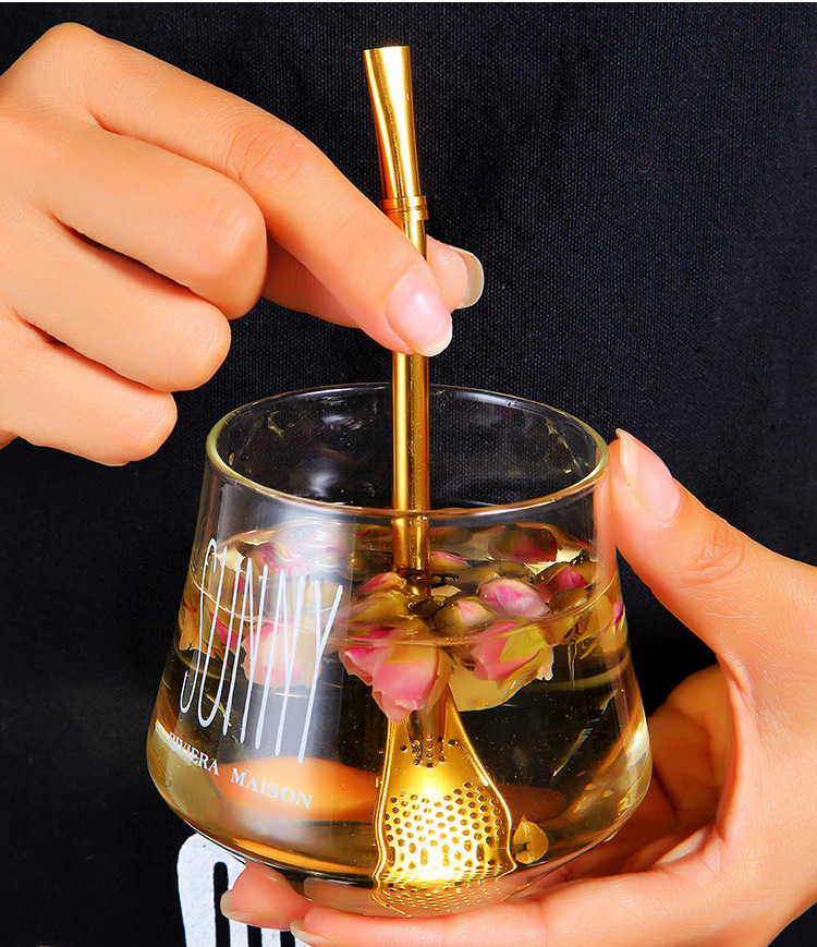 Wholesale 304 Stainless Steel Drinking Spoon Straw Filter Tea Strainer yerba mate boba tea bombilla straws