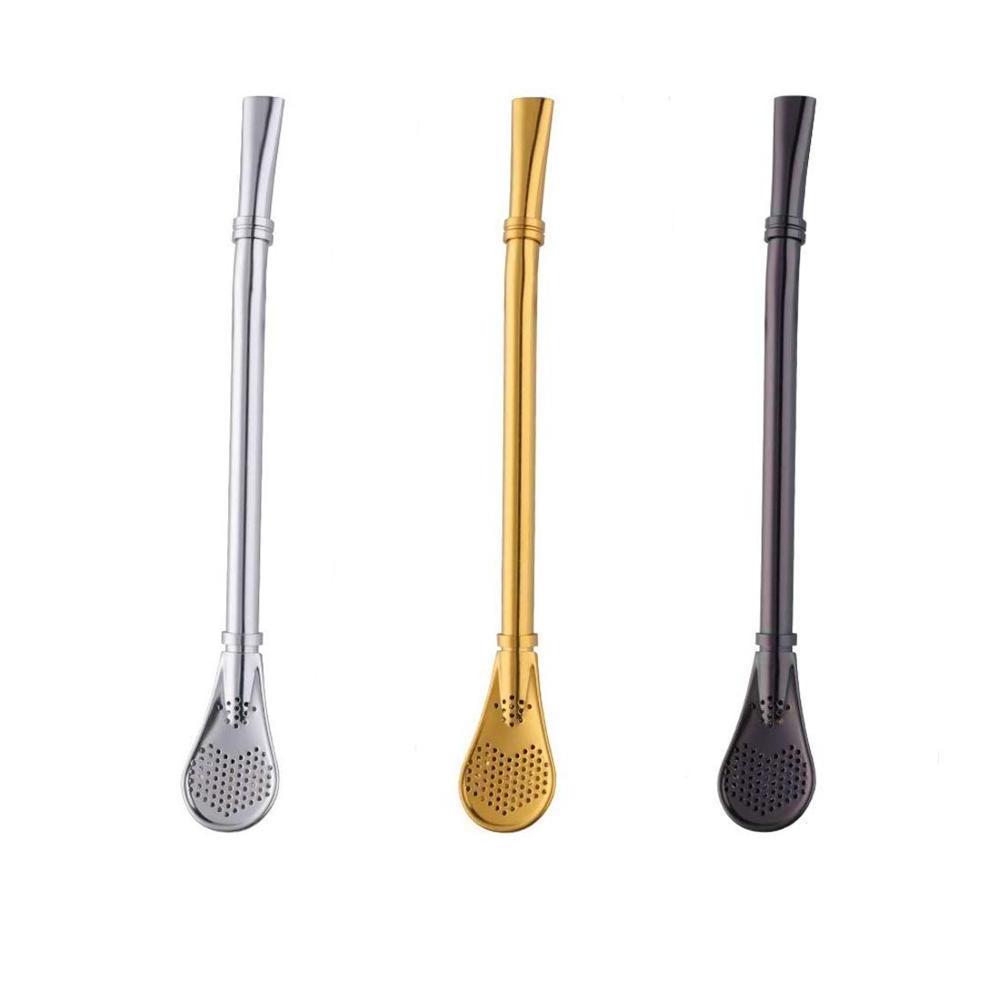 Wholesale 304 Stainless Steel Drinking Spoon Straw Filter Tea Strainer yerba mate boba tea bombilla straws