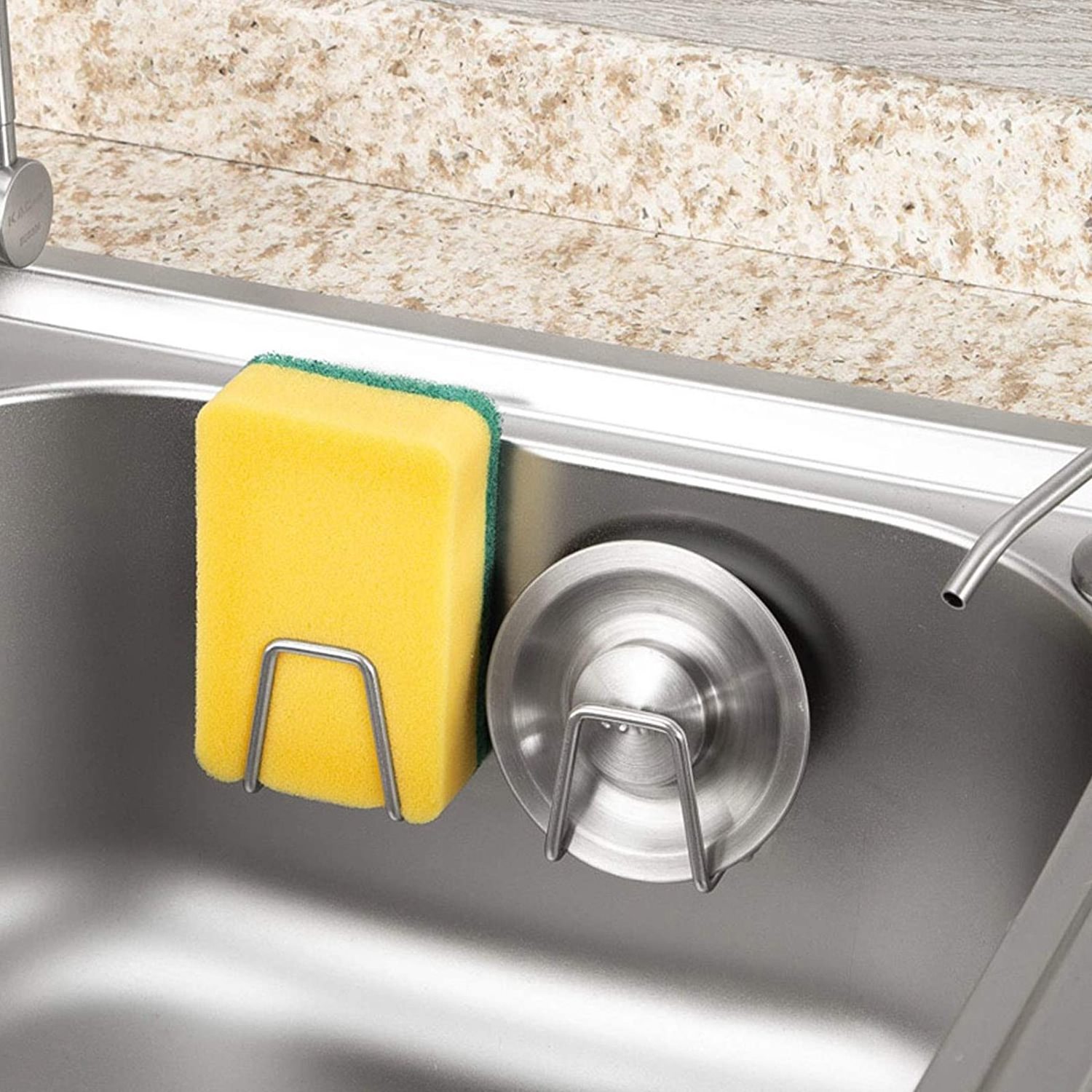 Kitchen Stainless Steel Sink Sponges Adhesive Holder Sink Caddy Storage Organizer Adhesive Drain Drying Rack Wall Hooks