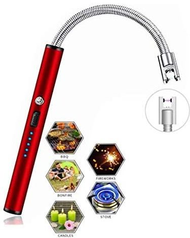 Longer Flexible Neck Lighter, USB Candle Lighter Camping Lighter Plasma Arc with LED Battery Display Safety Switch