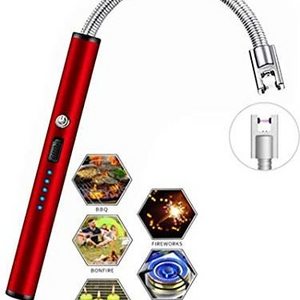 Longer Flexible Neck Lighter, USB Candle Lighter Camping Lighter Plasma Arc with LED Battery Display Safety Switch