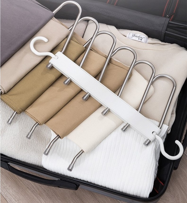 Magic Multi-Layer Jeans Tie Scarf Towel Clothes Closet Rack Metal Non Slip Trouser Hanger Space Saving Magic Pant Hanger