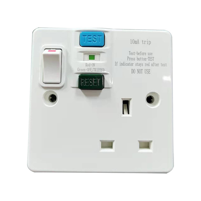 13A 10MA 30MA RCD British SWITCH SOCKET outlet 230V GFCI  2 gang UK wall switch