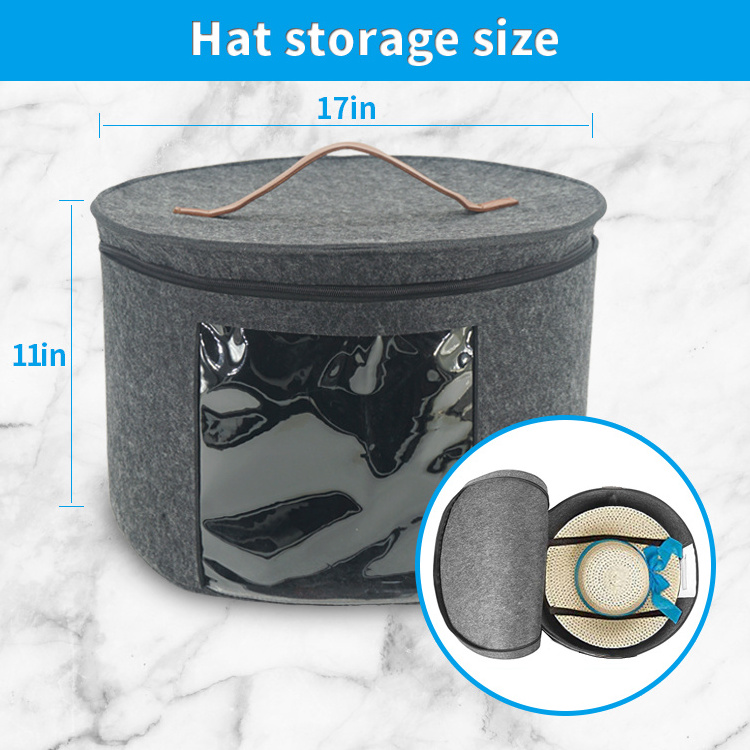 Felt storage basket for hats Shelf Closet Hat Organizer Hat Storage Organizer with Cover and transparent window