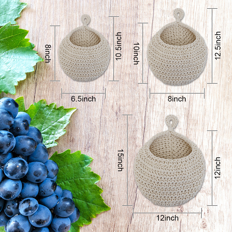 Hanging Wall Basket, Teardrop Hanging Bohemian Baskets, Hanging Fruit Hammock for Kitchen