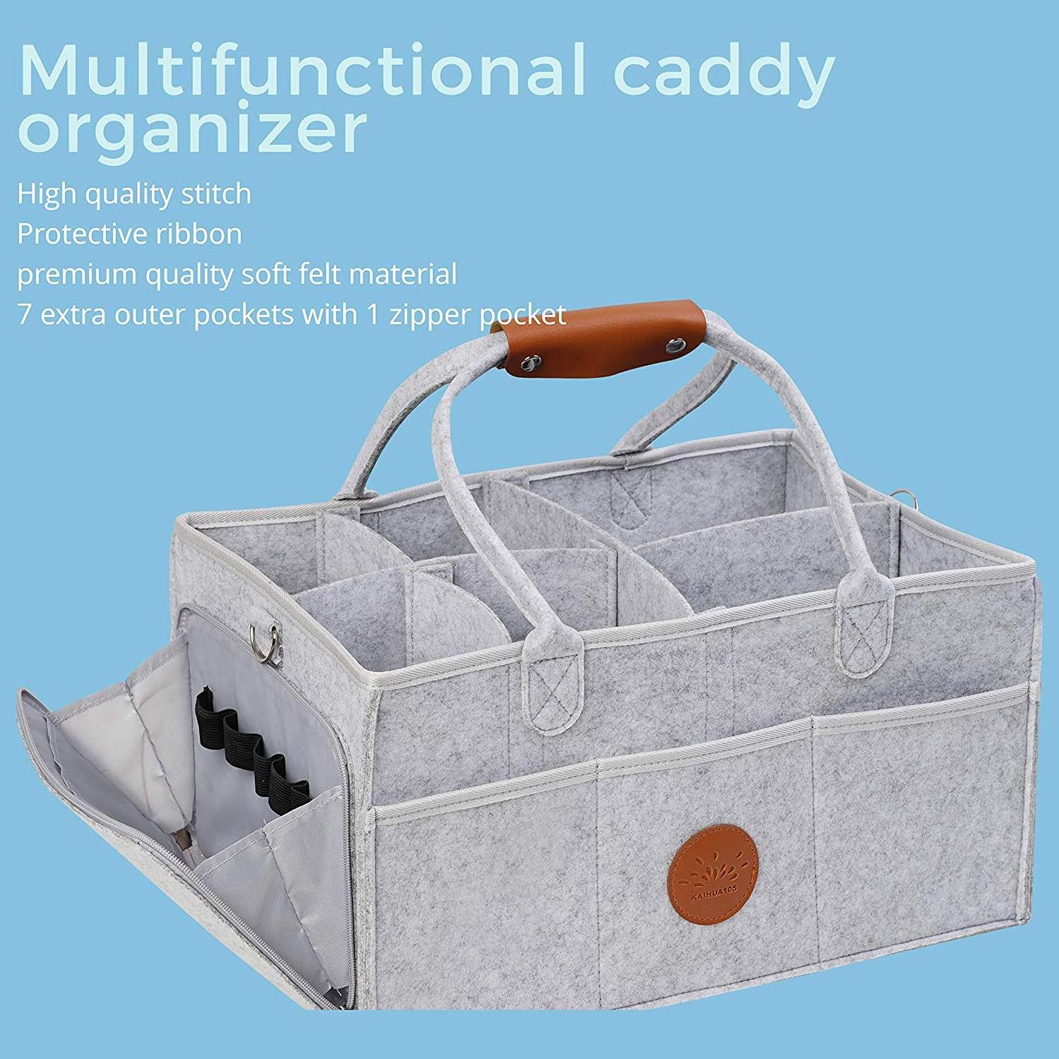 Hot selling baby nursery storage caddy thick felt diaper tote bag