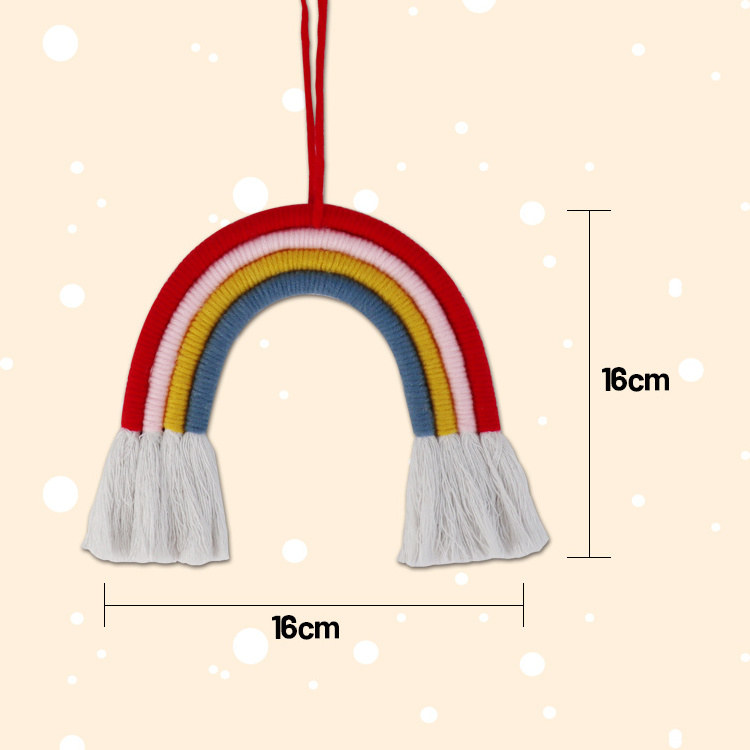 New Arrival Handmade Cute Cotton Rope Cartoon Rainbow Nursery Baby Room Wall Hanging Decoration with Tassels