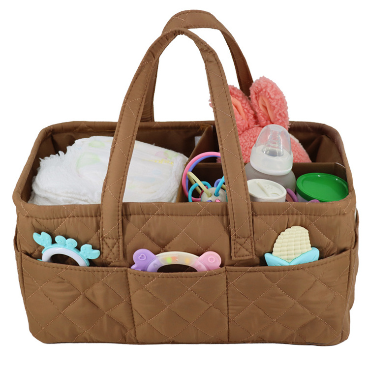 Wholesale Customized  Bag Diaper Caddy baby organizer bag nursery  storage basket nappy quilting seam fabric diaper caddy