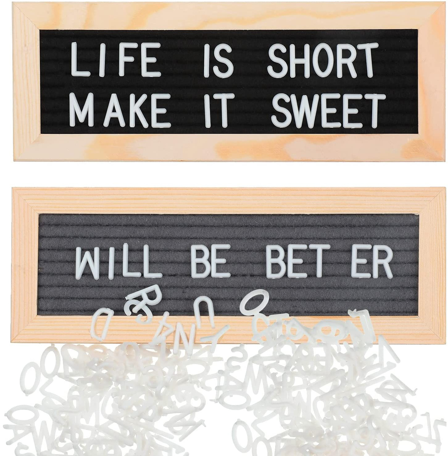 Small Felt Letter Board Message Board Wood Frame Changeable Letter Board with Numbers Letters Characters