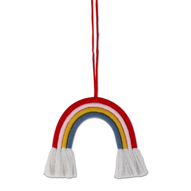 New Arrival Handmade Cute Cotton Rope Cartoon Rainbow Nursery Baby Room Wall Hanging Decoration with Tassels