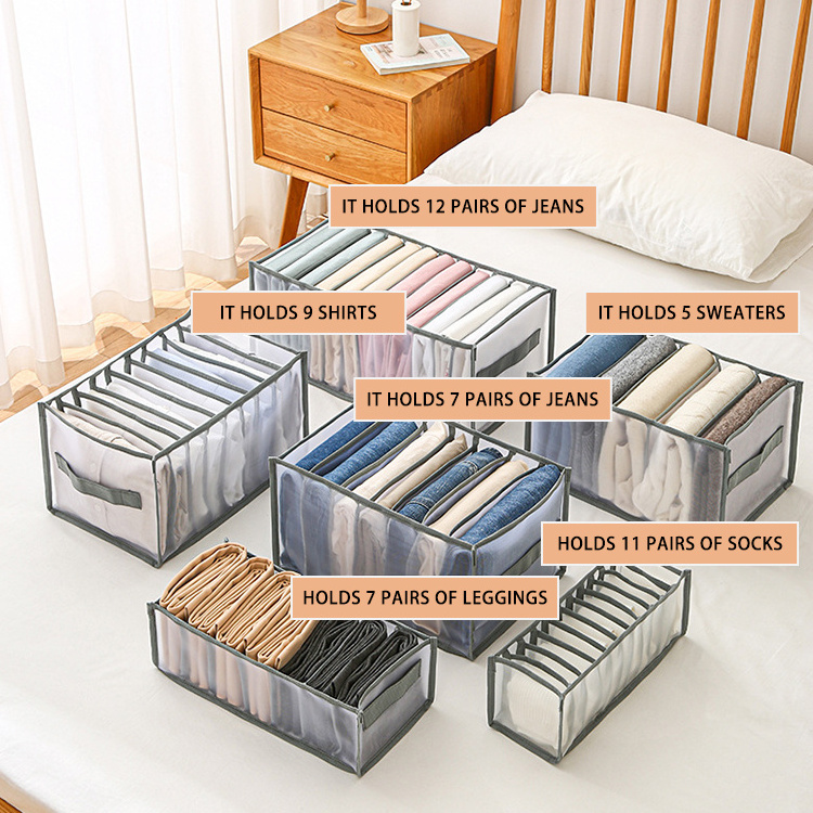 Foldable Fabric Dresser Closet Organizers Made of 80gsm thick non-woven fabric Sock Bra pants jeans organizer