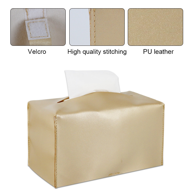 Tissue Box Cover Square PU Leather Tissue Box Holder Modern Tissue Case Facial Paper Organizer Dispenser